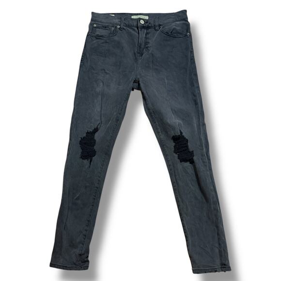 PACSUN Jeans Mens Faded Washed Black Distressed  Slim Stretch Size 30/31 - Picture 1 of 7